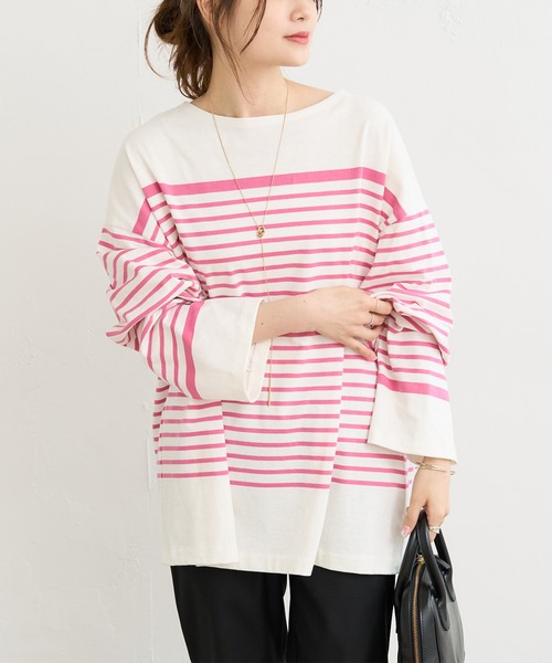 PUAL CE CIN(ピュアルセシン)の「パネルボーダーカットソー(Tシャツ/カットソー・レディース・ブラック系その他/グリーン系その他/ブルー系その他/ピンク系その他・FREE)」の1枚目の写真