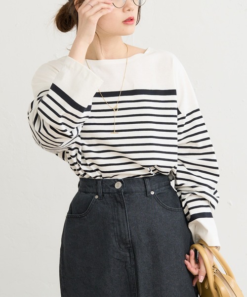 PUAL CE CIN(ピュアルセシン)の「パネルボーダーカットソー(Tシャツ/カットソー・レディース・ブラック系その他/グリーン系その他/ブルー系その他/ピンク系その他・FREE)」の8枚目の写真