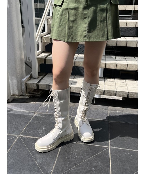PHILLY(フィリー)の「ロングソックスブーツ(ブーツ・レディース・ブラック/アイボリー・SMALL/MEDIUM)」の3枚目の写真