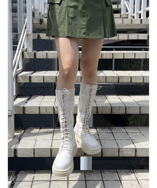 PHILLY(フィリー)の「ロングソックスブーツ(ブーツ・レディース・ブラック/アイボリー・SMALL/MEDIUM)」の6枚目の写真