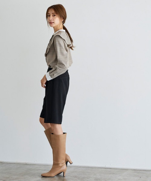 Pierrot（ピエロ）の「チェック柄クレリックフリルカラーブラウス（シャツ/ブラウス・レディース・イエロー/グリーン・L/M）」の4枚目の写真