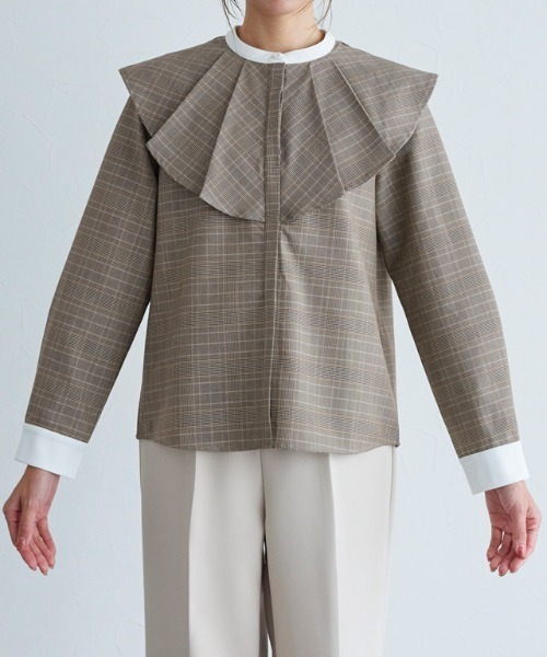 Pierrot（ピエロ）の「チェック柄クレリックフリルカラーブラウス（シャツ/ブラウス・レディース・イエロー/グリーン・L/M）」の20枚目の写真