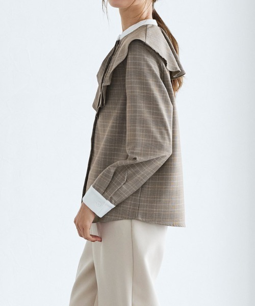 Pierrot（ピエロ）の「チェック柄クレリックフリルカラーブラウス（シャツ/ブラウス・レディース・イエロー/グリーン・L/M）」の21枚目の写真