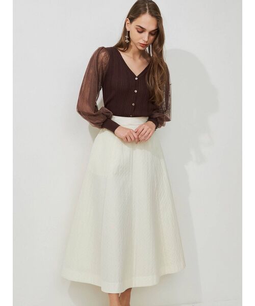 MERCURYDUO（マーキュリーデュオ）の「2WAYレーススリーブニットカーディガン（カーディガン/ボレロ・レディース・オフホワイト/ブラック/ピンク/ブラウン・FREE）」の10枚目の写真