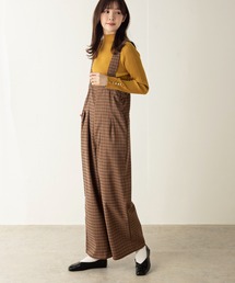 チェックハイウエストサロペット