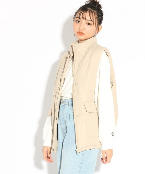 PINK-latte(ピンクラテ)の「◆中綿べスト(その他アウター・キッズ・ブラック/ナチュラル・14/15 /16)」の5枚目の写真