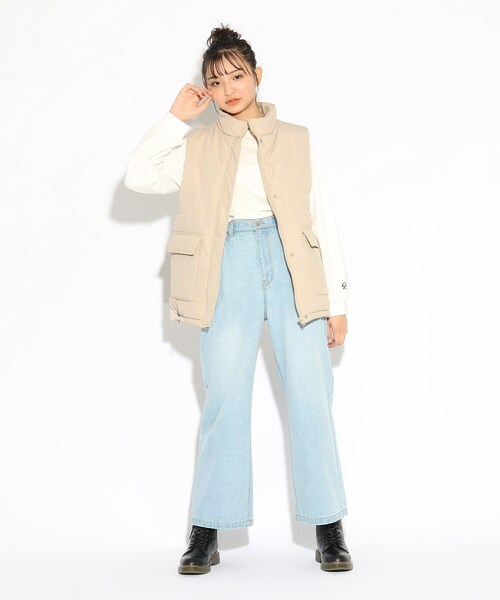 PINK-latte(ピンクラテ)の「◆中綿べスト(その他アウター・キッズ・ブラック/ナチュラル・14/15 /16)」の16枚目の写真