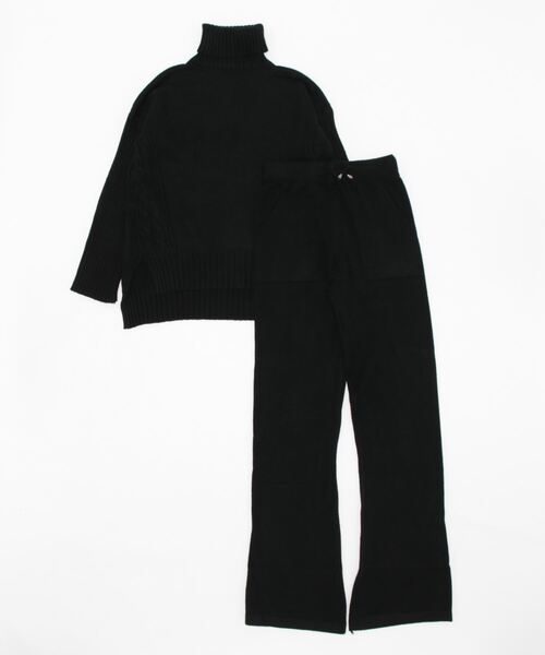 Lamoa(ラモア)の「Lamoa/ハイネック ニット ワイドパンツ セットアップ(セットアップ・レディース・ブラウン/ピンク/ブラック/グレー・FREE)」の2枚目の写真