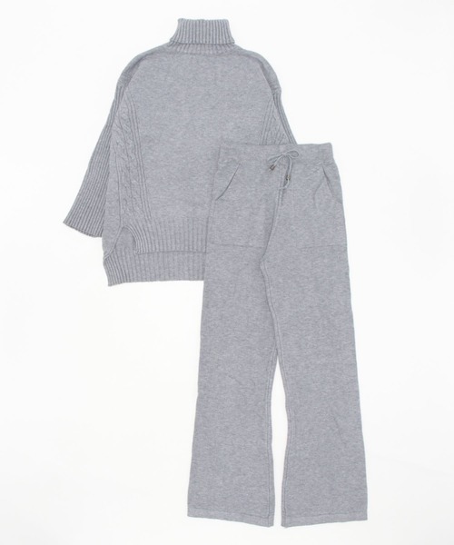 Lamoa(ラモア)の「Lamoa/ハイネック ニット ワイドパンツ セットアップ(セットアップ・レディース・ブラウン/ピンク/ブラック/グレー・FREE)」の7枚目の写真