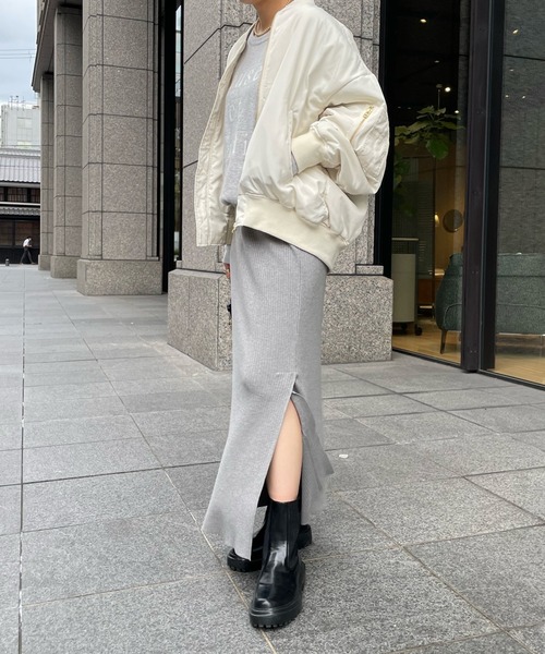 DouDou（ドゥドゥ）の「中綿MA-1（MA-1・レディース・ブラック/ベージュ/オフホワイト・FREE）」の5枚目の写真