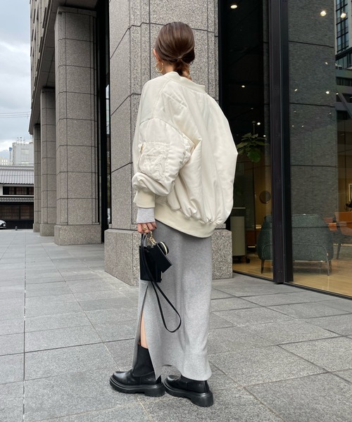 DouDou（ドゥドゥ）の「中綿MA-1（MA-1・レディース・ブラック/ベージュ/オフホワイト・FREE）」の8枚目の写真