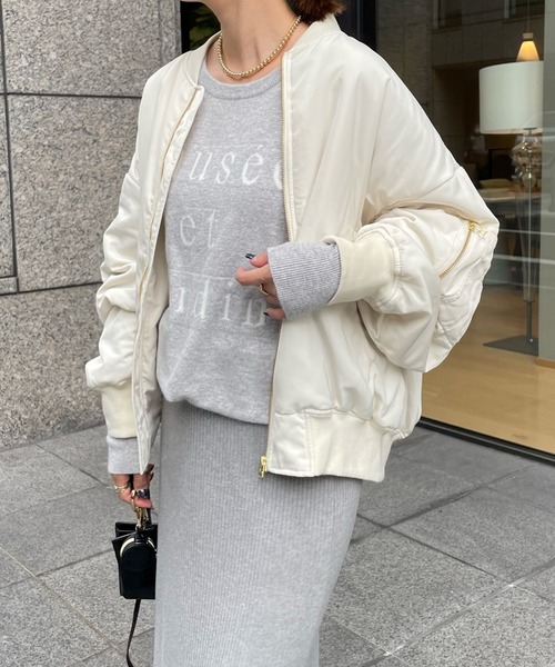 DouDou（ドゥドゥ）の「中綿MA-1（MA-1・レディース・ブラック/ベージュ/オフホワイト・FREE）」の10枚目の写真