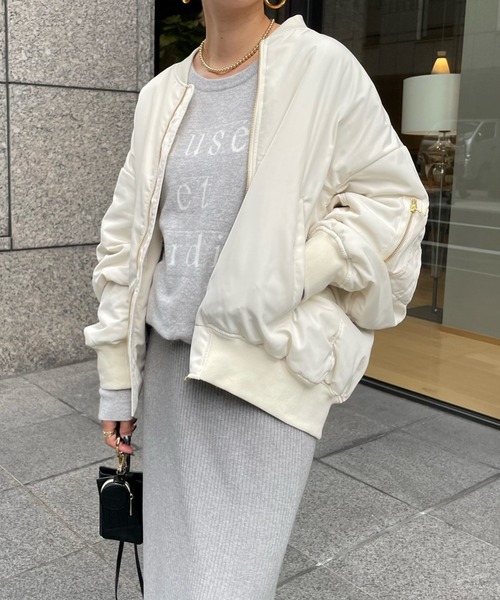 DouDou（ドゥドゥ）の「中綿MA-1（MA-1・レディース・ブラック/ベージュ/オフホワイト・FREE）」の11枚目の写真