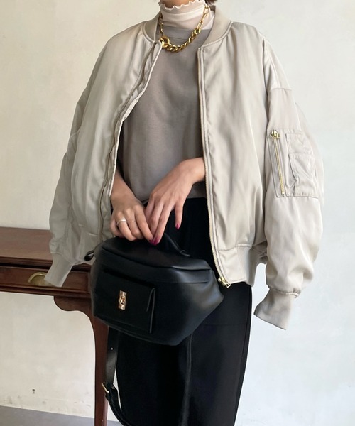 DouDou（ドゥドゥ）の「中綿MA-1（MA-1・レディース・ブラック/ベージュ/オフホワイト・FREE）」の18枚目の写真