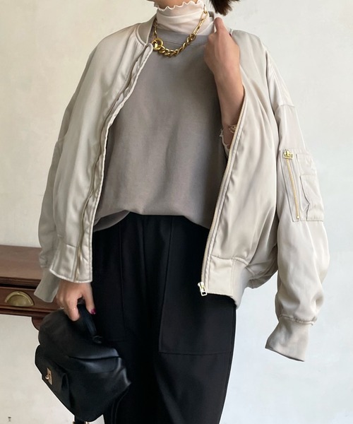 DouDou（ドゥドゥ）の「中綿MA-1（MA-1・レディース・ブラック/ベージュ/オフホワイト・FREE）」の19枚目の写真