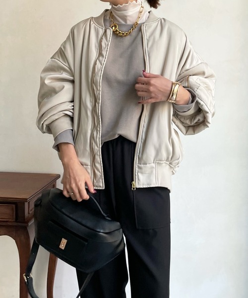 DouDou（ドゥドゥ）の「中綿MA-1（MA-1・レディース・ブラック/ベージュ/オフホワイト・FREE）」の20枚目の写真