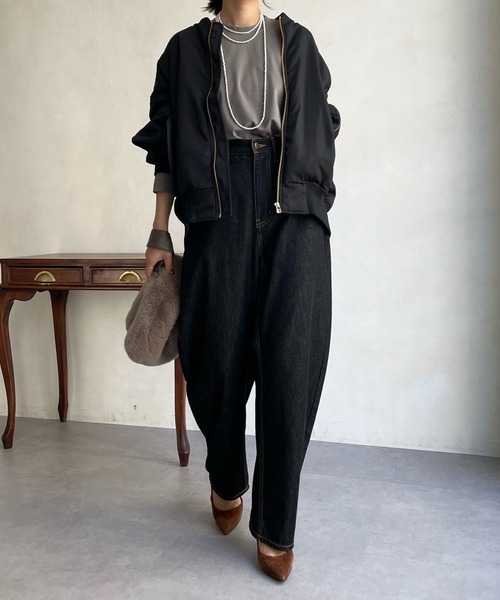 DouDou（ドゥドゥ）の「中綿MA-1（MA-1・レディース・ブラック/ベージュ/オフホワイト・FREE）」の22枚目の写真