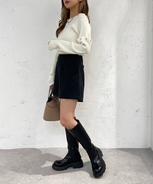 apres jour mignon（アプレジュールミニョン）の「マルチWAYドッキングリブトップス【ZOZOTOWN限定アイテム】（ニット/セーター・レディース・ブラック/グレイッシュベージュ/ブルー/アイボリー・フリー/X-LARGE）」の15枚目の写真