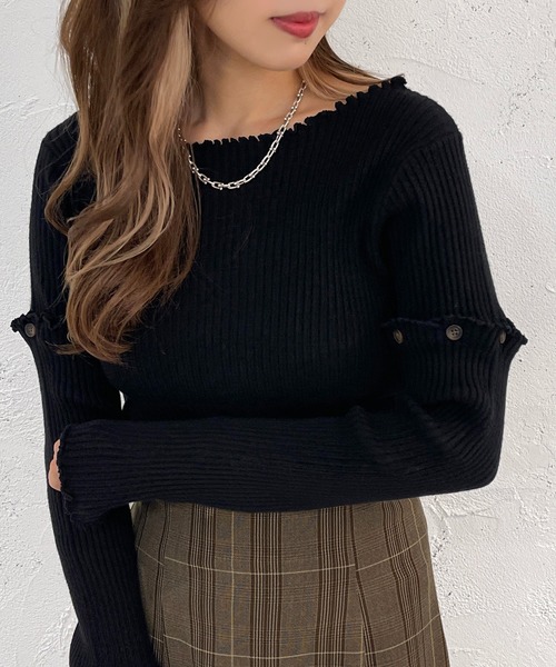 apres jour mignon（アプレジュールミニョン）の「マルチWAYドッキングリブトップス【ZOZOTOWN限定アイテム】（ニット/セーター・レディース・ブラック/グレイッシュベージュ/ブルー/アイボリー・フリー/X-LARGE）」の16枚目の写真