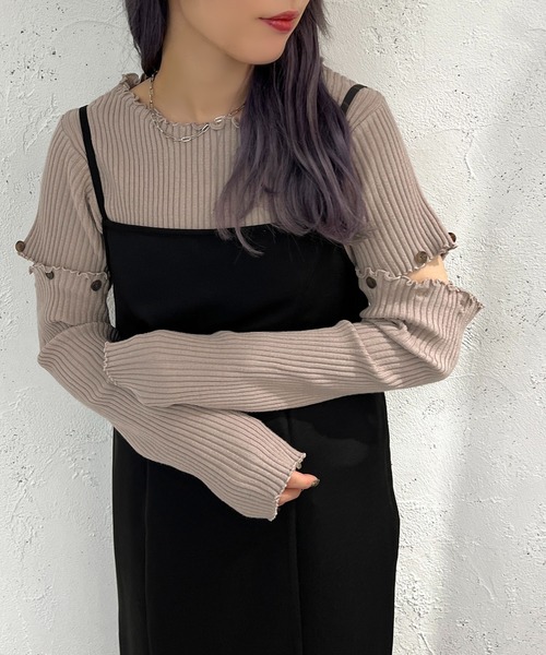 apres jour mignon（アプレジュールミニョン）の「マルチWAYドッキングリブトップス【ZOZOTOWN限定アイテム】（ニット/セーター・レディース・ブラック/グレイッシュベージュ/ブルー/アイボリー・フリー/X-LARGE）」の20枚目の写真