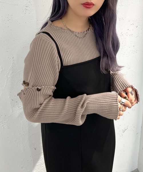 apres jour mignon（アプレジュールミニョン）の「マルチWAYドッキングリブトップス【ZOZOTOWN限定アイテム】（ニット/セーター・レディース・ブラック/グレイッシュベージュ/ブルー/アイボリー・フリー/X-LARGE）」の21枚目の写真