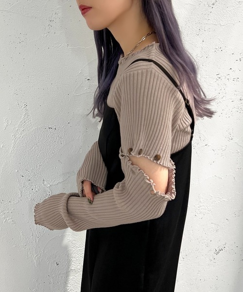 apres jour mignon（アプレジュールミニョン）の「マルチWAYドッキングリブトップス【ZOZOTOWN限定アイテム】（ニット/セーター・レディース・ブラック/グレイッシュベージュ/ブルー/アイボリー・フリー/X-LARGE）」の22枚目の写真