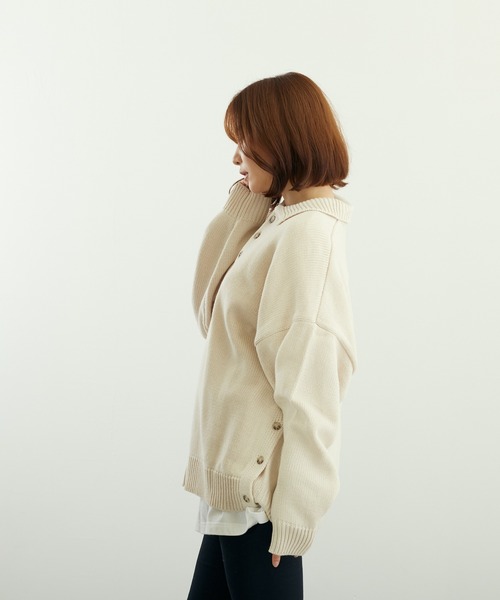 VIBGYOR(ヴィブジョー)の「A/TBIGポロ(BL)(ニット/セーター・メンズ・グレイッシュベージュ/ブルーグレー/ベージュ/ネイビー/チャコールグレー/ブラック・LARGE/MEDIUM)」の9枚目の写真