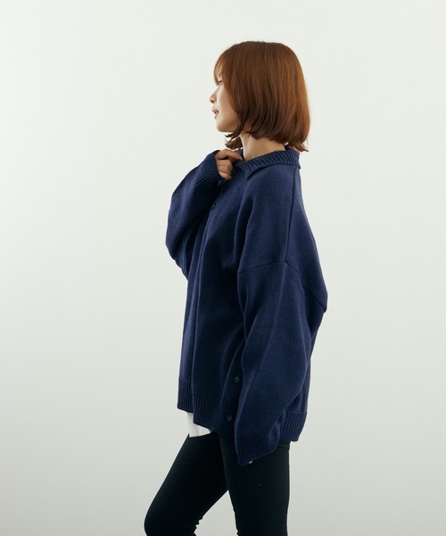 VIBGYOR(ヴィブジョー)の「A/TBIGポロ(BL)(ニット/セーター・メンズ・グレイッシュベージュ/ブルーグレー/ベージュ/ネイビー/チャコールグレー/ブラック・LARGE/MEDIUM)」の16枚目の写真
