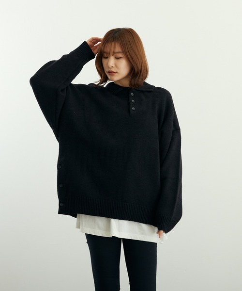 VIBGYOR(ヴィブジョー)の「A/TBIGポロ(BL)(ニット/セーター・メンズ・グレイッシュベージュ/ブルーグレー/ベージュ/ネイビー/チャコールグレー/ブラック・LARGE/MEDIUM)」の22枚目の写真