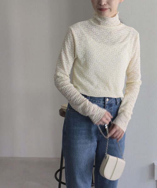 fredy emue（フレディエミュ）の「[追加]フラワータートルネックカットソー（Tシャツ/カットソー・レディース・ブラック/オフホワイト/サックスブルー・38）」の22枚目の写真