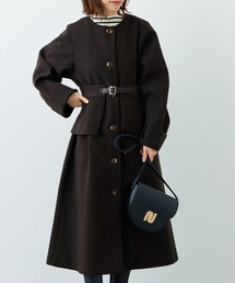 natural couture | プチナチュ コルセット付きノーカラーコート(ノーカラーコート)