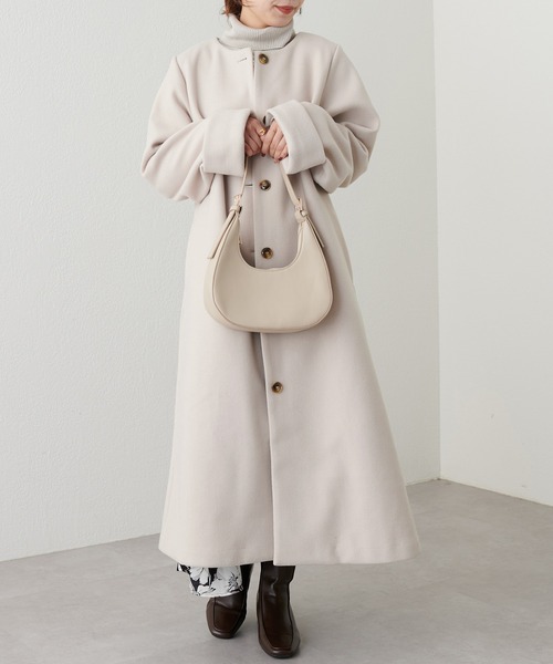 natural couture（ナチュラルクチュール）の「プチナチュ コルセット付きノーカラーコート（ノーカラーコート・レディース・アイボリー/ブラウン・X-SMALL/SMALL）」の16枚目の写真