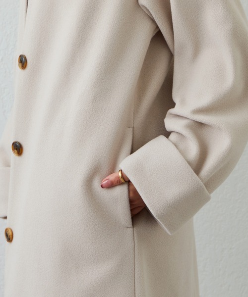 natural couture（ナチュラルクチュール）の「プチナチュ コルセット付きノーカラーコート（ノーカラーコート・レディース・アイボリー/ブラウン・X-SMALL/SMALL）」の21枚目の写真