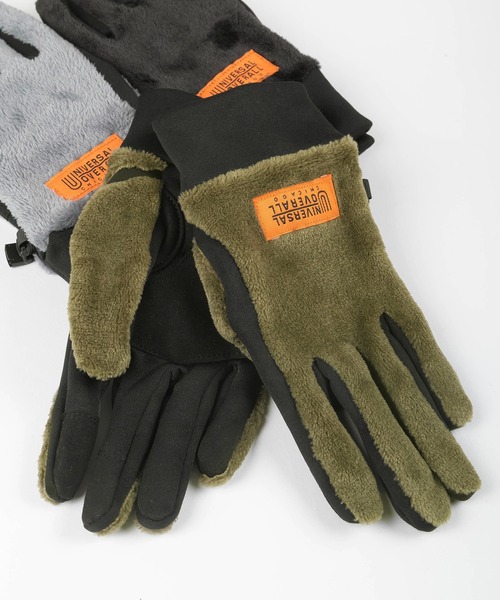 UNIVERSAL OVERALL（ユニバーサルオーバーオール）の「【79】【UNIVERSAL OVERALL/ユニバーサルオーバーオール】ブランドロゴ ボアフリースグローブ/ スマートフォン対応/手袋/防寒（手袋・メンズ・グレー/オリーブ/ブラック/ベージュ/ブラック系/グレー系・FREE）」の6枚目の写真