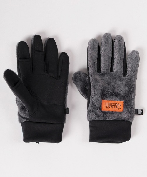 UNIVERSAL OVERALL（ユニバーサルオーバーオール）の「【79】【UNIVERSAL OVERALL/ユニバーサルオーバーオール】ブランドロゴ ボアフリースグローブ/ スマートフォン対応/手袋/防寒（手袋・メンズ・グレー/オリーブ/ブラック/ベージュ/ブラック系/グレー系・FREE）」の8枚目の写真