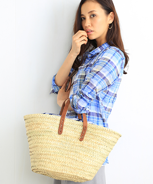 B:MING by BEAMS(ビーミングバイビームス)の「<LEE 7月号掲載>ビーミング by ビームス / カゴバッグ(インナーバッグ付)(かごバッグ・レディース・ホワイト/ネイビー・ONE SIZE)」の1枚目の写真