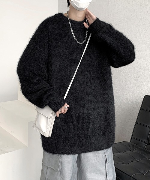 FVLMEN（フルメン）の「■25AW新色追加【FVLMEN】shaggy fur crew knit pullover/シャギー ファー クルー ニット プルオーバー（ニット/セーター・メンズ・グレー/ホワイト/ブラック/ブラウン/グリーン/ワイン/ベージュ/シルバー/ネイビー・MEDIUM/LARGE/X-LARGE）」の21枚目の写真