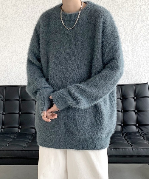 セール】□25AW新色追加【FVLMEN】shaggy crew knit pullover/シャギー