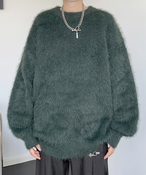 セール】【FVLMEN】shaggy crew knit pullover/シャギー クルー
