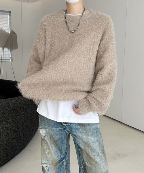 美品✽希少 45rpm 初期タグ ニワトリ ニット セーター ウール100% セール】□25AW新色追加【FVLMEN】shaggy crew knit pullover/シャギー