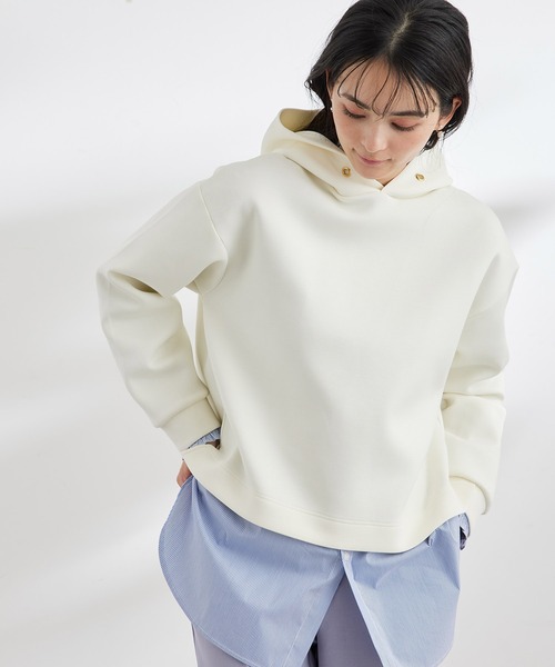 ROPE' PICNIC（ロペピクニック）の「きれいめダンボールフーディー（パーカー・レディース・ネイビー/オフホワイト・38）」の6枚目の写真