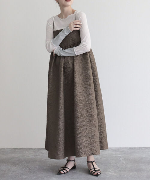 fredy emue(フレディエミュ)の「【新色追加】花柄ふくれジャガードワンピース(ワンピース・レディース・ミント/ブラック/カーキ・38)」の5枚目の写真