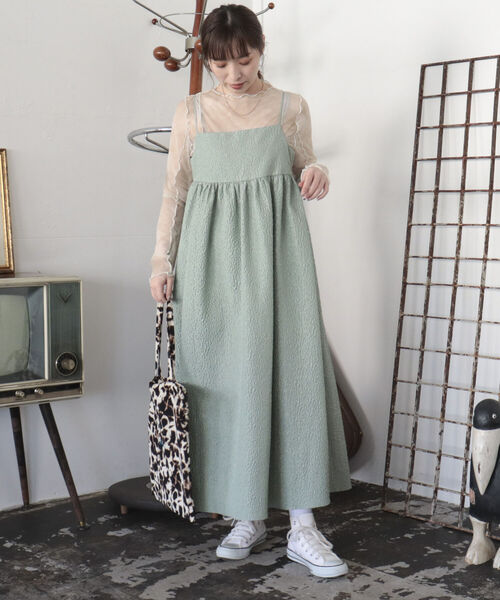 fredy emue(フレディエミュ)の「【新色追加】花柄ふくれジャガードワンピース(ワンピース・レディース・ミント/ブラック/カーキ・38)」の21枚目の写真