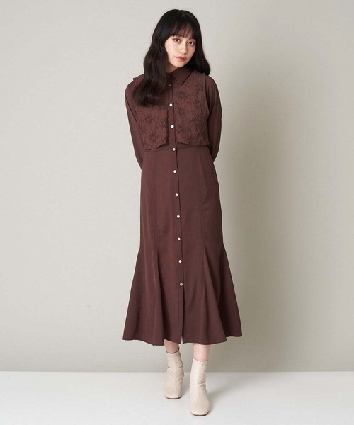 A de a.v.v（アードアー・ヴェ・ヴェ）の「レースレイヤードマーメイドワンピース（ワンピース・レディース・ブラック/オレンジ系その他・38/36）」の3枚目の写真