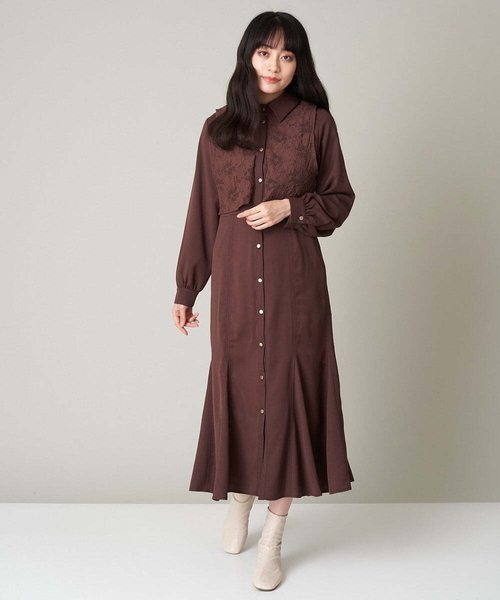 A de a.v.v（アードアー・ヴェ・ヴェ）の「レースレイヤードマーメイドワンピース（ワンピース・レディース・ブラック/オレンジ系その他・38/36）」の14枚目の写真