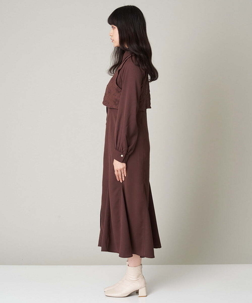 A de a.v.v（アードアー・ヴェ・ヴェ）の「レースレイヤードマーメイドワンピース（ワンピース・レディース・ブラック/オレンジ系その他・38/36）」の9枚目の写真