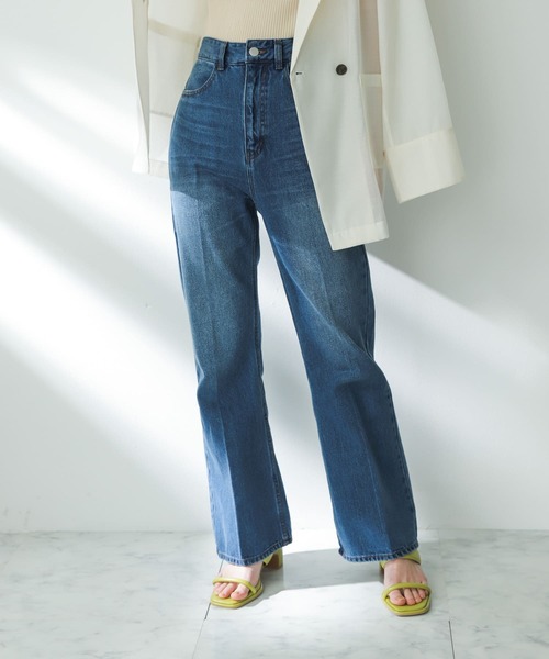 SENSE OF PLACE by URBAN RESEARCH（センスオブプレイスバイアーバンリサーチ）の「センタープレスフレアデニム（デニムパンツ・レディース・ブラック/アイボリー/ライトブルー/ワンウォッシュ/ピンク/ライトインディゴブルー・X-SMALL/TALL/SMALL/MEDIUM）」の8枚目の写真