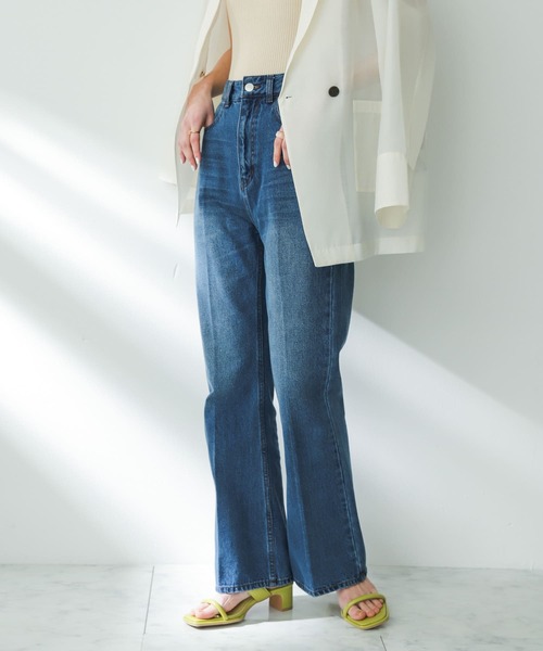 SENSE OF PLACE by URBAN RESEARCH（センスオブプレイスバイアーバンリサーチ）の「センタープレスフレアデニム（デニムパンツ・レディース・ブラック/アイボリー/ライトブルー/ワンウォッシュ/ピンク/ライトインディゴブルー・X-SMALL/TALL/SMALL/MEDIUM）」の9枚目の写真