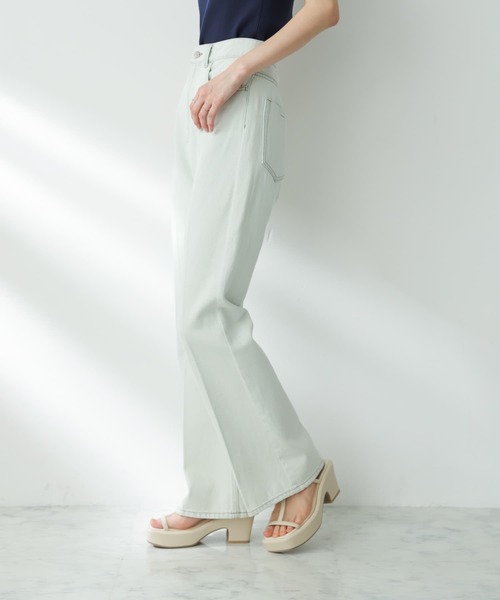 SENSE OF PLACE by URBAN RESEARCH（センスオブプレイスバイアーバンリサーチ）の「センタープレスフレアデニム（デニムパンツ・レディース・ブラック/アイボリー/ライトブルー/ワンウォッシュ/ピンク/ライトインディゴブルー・X-SMALL/TALL/SMALL/MEDIUM）」の19枚目の写真