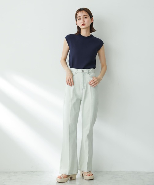 SENSE OF PLACE by URBAN RESEARCH（センスオブプレイスバイアーバンリサーチ）の「センタープレスフレアデニム（デニムパンツ・レディース・ブラック/アイボリー/ライトブルー/ワンウォッシュ/ピンク/ライトインディゴブルー・X-SMALL/TALL/SMALL/MEDIUM）」の20枚目の写真